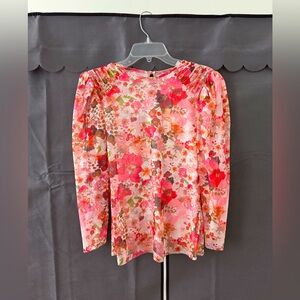 NWT-TED BAKER- SHEAR FLORAL BLOUSE, LOVELY, FITTED, SIZE 4